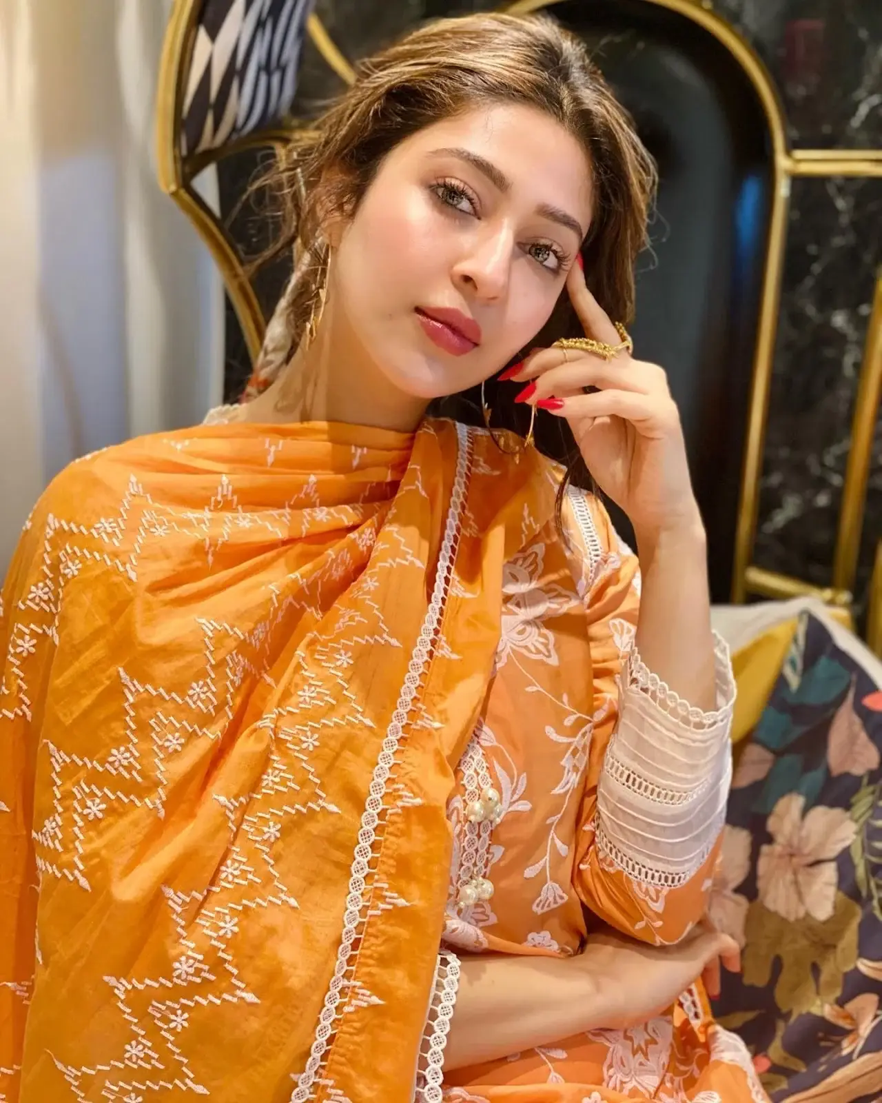 Sonarika Bhadoria in Traditional Orange Dress